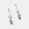 ORNATE FILIGREE COFFIN CHARM WITH SPIDERWEB DETAILING BELLY BUTTON NAVEL RING 316L SURGICAL STEEL